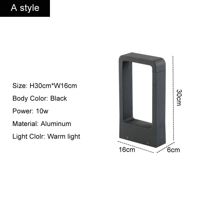 Modern black led garden light with sleek rectangular aluminum design and warm white illumination for outdoor walls