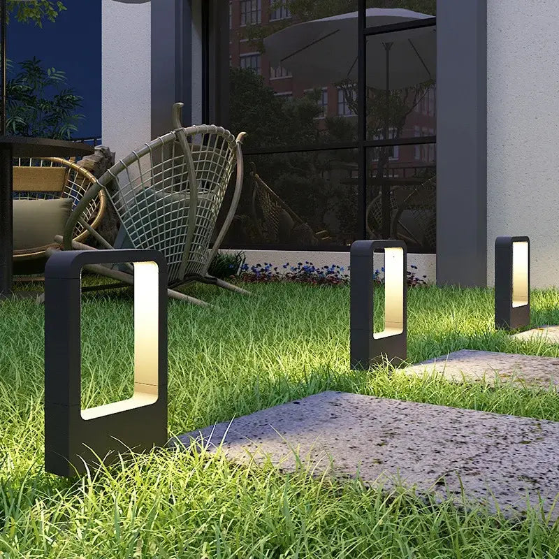 Modern black led garden light rectangular outdoor wall lamp with warm white led garden light illumination