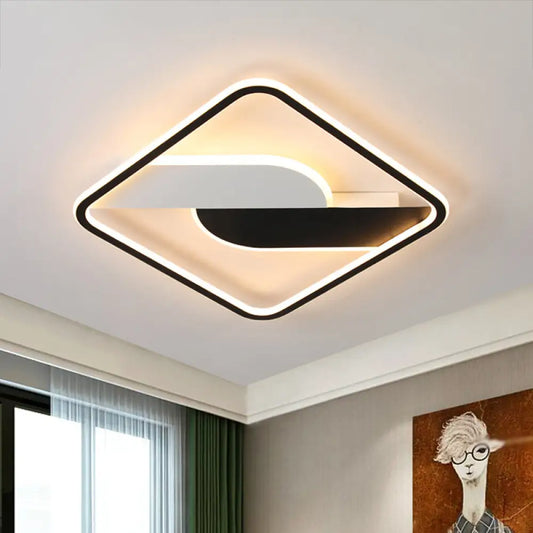 DecorBites™ DecorBites™ Modern Black LED Geometric Metal Ceiling Light Fixture for Living Room, 16"/35.5" Wide, Flush Mount
