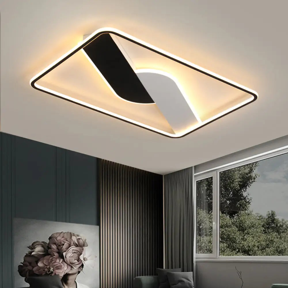 DecorBites™ DecorBites™ Modern Black LED Geometric Metal Ceiling Light Fixture for Living Room, 16"/35.5" Wide, Flush Mount