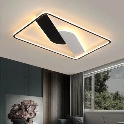 DecorBites™ DecorBites™ Modern Black LED Geometric Metal Ceiling Light Fixture for Living Room, 16"/35.5" Wide, Flush Mount