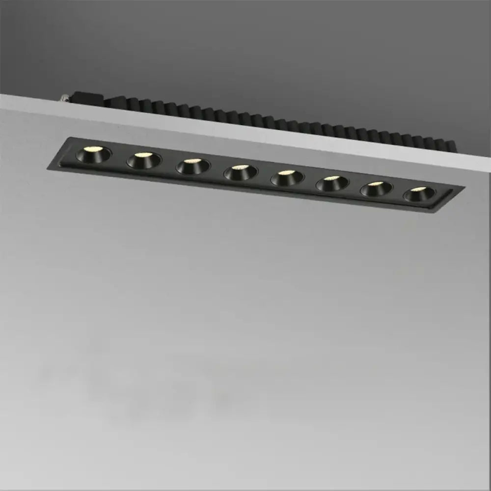 Modern black led grille downlight recessed spot light featuring six circular bulbs for office lighting applications