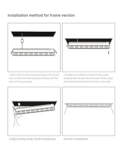 Modern black led grille downlight with multiple circular bulbs in a row for office recessed spot lighting