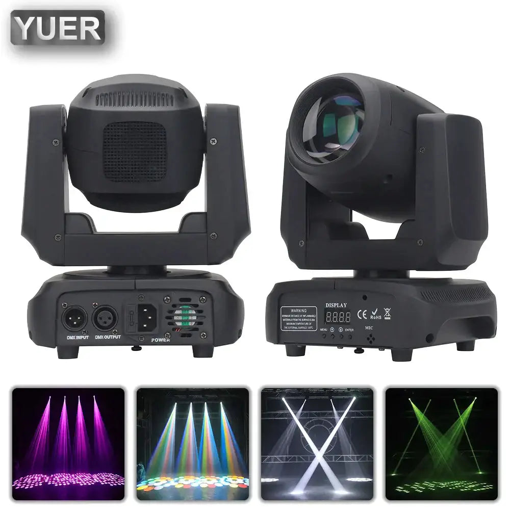 Black yuer led moving head light with sleek angular design and ventilation grilles for mini beam rgbw party room use