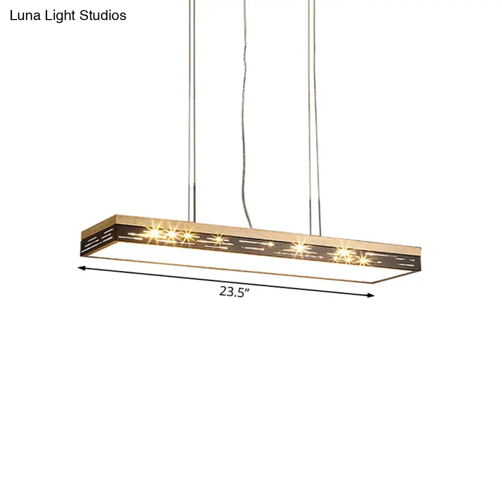 Decorbites modern rectangular pendant light in black with sleek metallic frame and warm led illumination bulb base options 110v-120v 220v-240v