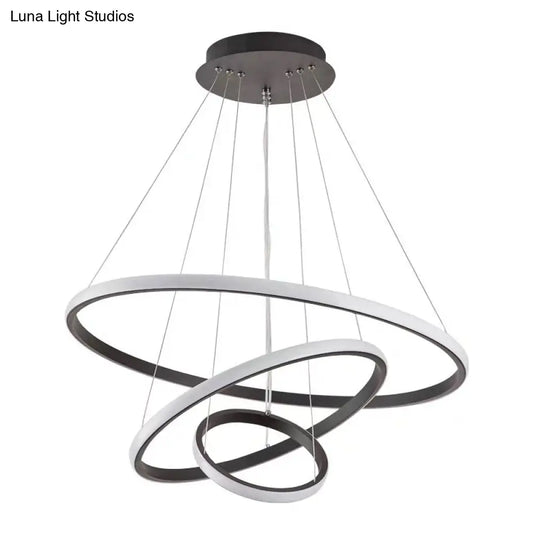 Modern Black LED Pendant Light with Circle Metal Shade - Stylish Parlour Suspension Fixture