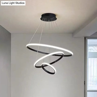 Modern Black LED Pendant Light with Circle Metal Shade - Stylish Parlour Suspension Fixture