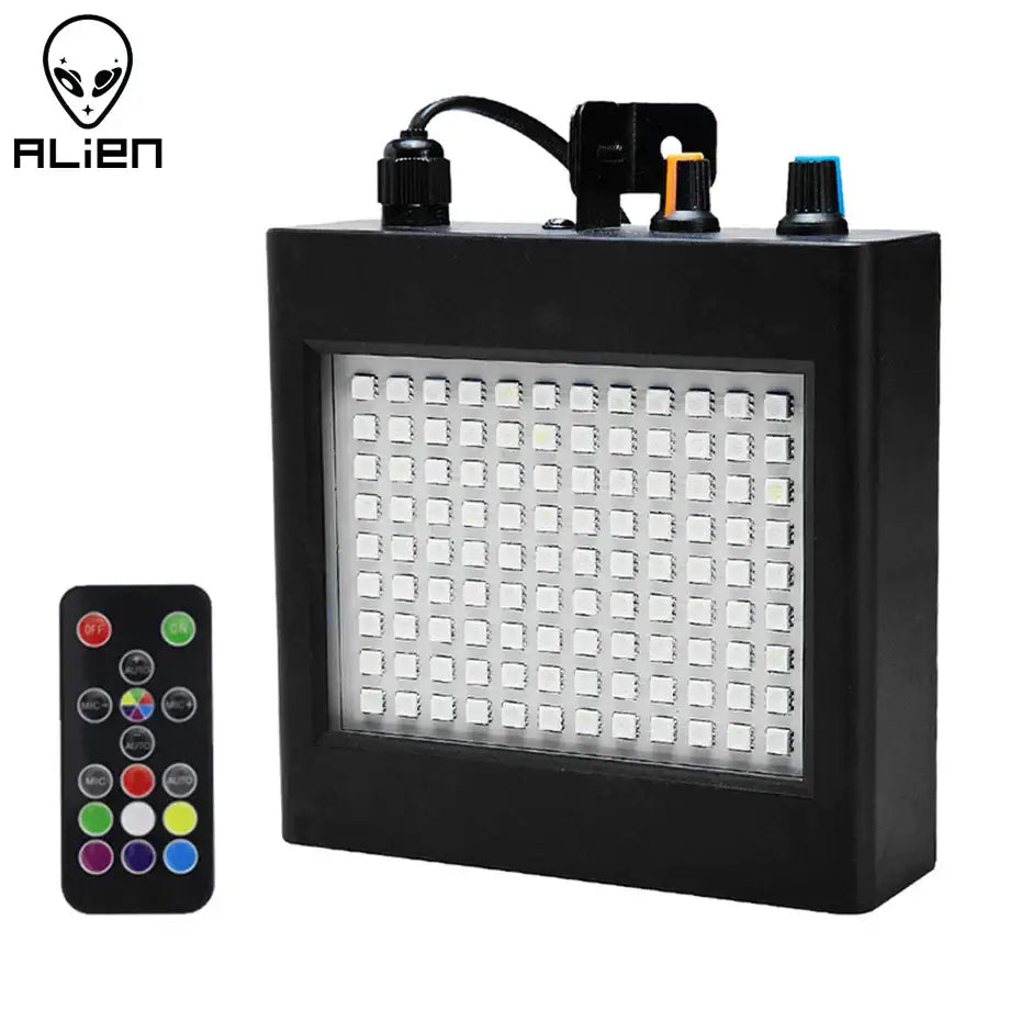 Black alien brand led rgb white strobe panel light with grid leds color control knobs and remote for stage lighting