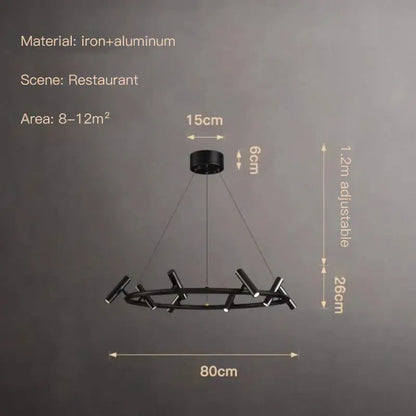 Modern black led spot chandelier made of iron and aluminum with adjustable hanging length for living room decorbites black led