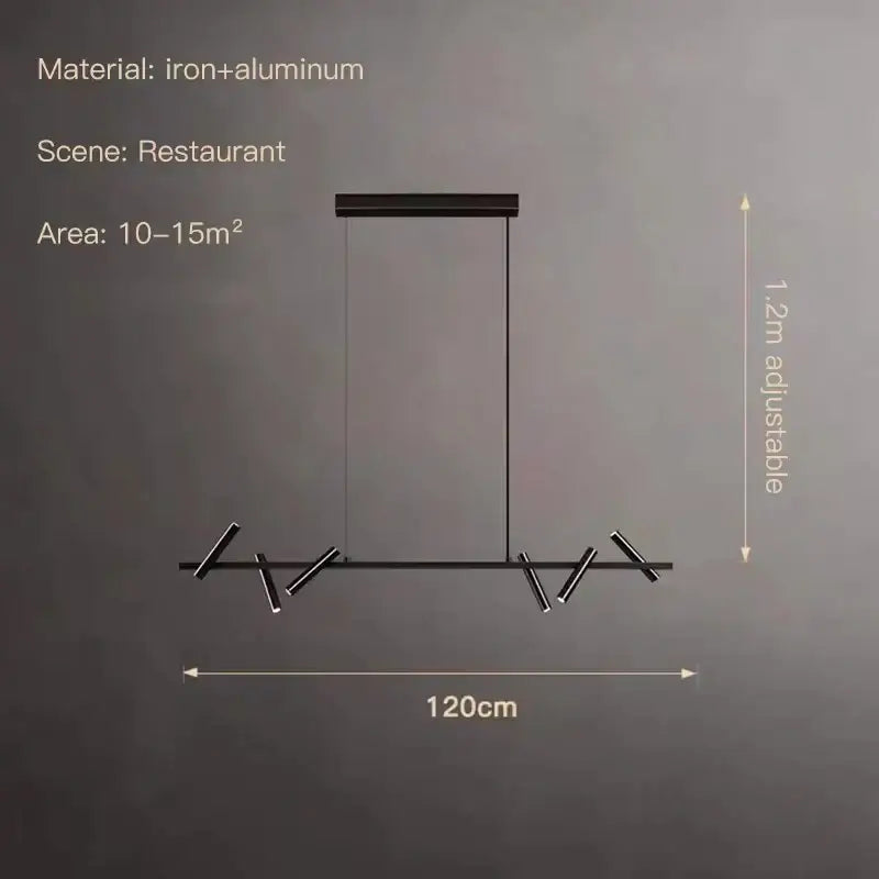 Modern black led spot chandelier living room hanging lamp with iron and aluminum angular rods decorbites black led design