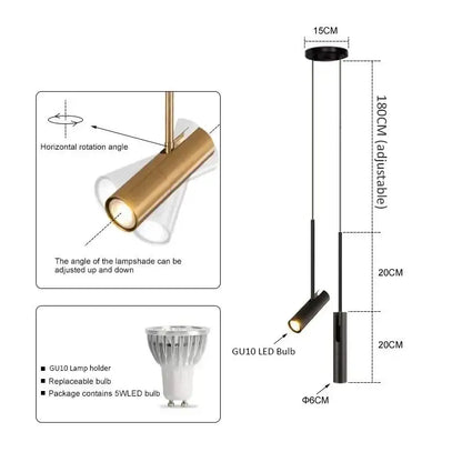 Modern black led spotlight chandelier with adjustable horizontal rotation and gold-finished lamp housing for living rooms