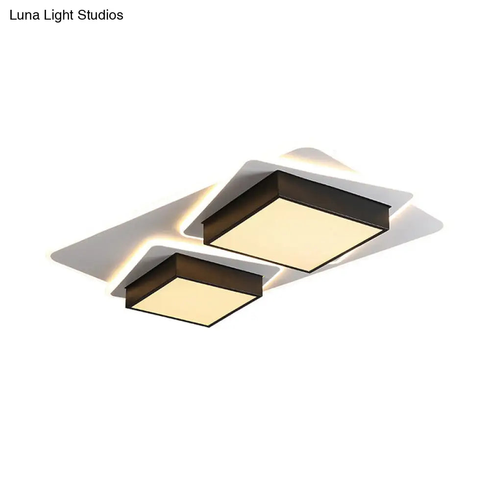 DecorBites™ DecorBites™ Modern Black LED Square Acrylic Flush Mount Ceiling Lighting, Warm/White Light