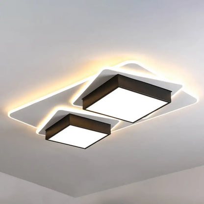 DecorBites™ DecorBites™ Modern Black LED Square Acrylic Flush Mount Ceiling Lighting, Warm/White Light