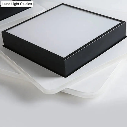DecorBites™ DecorBites™ Modern Black LED Square Acrylic Flush Mount Ceiling Lighting, Warm/White Light