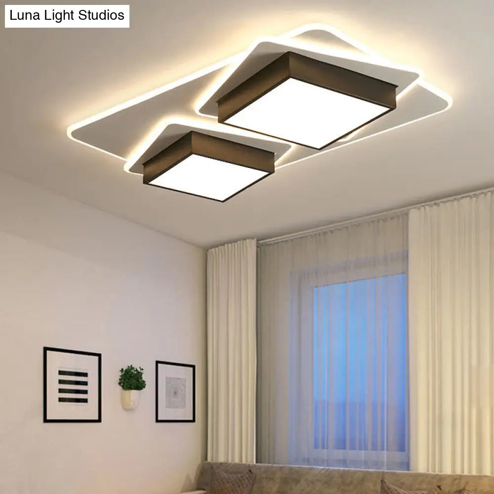 DecorBites™ DecorBites™ Modern Black LED Square Acrylic Flush Mount Ceiling Lighting, Warm/White Light