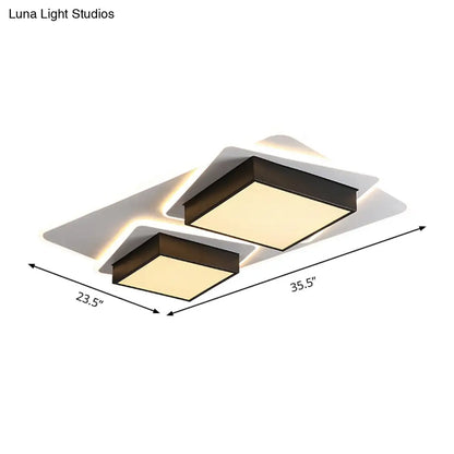 DecorBites™ DecorBites™ Modern Black LED Square Acrylic Flush Mount Ceiling Lighting, Warm/White Light