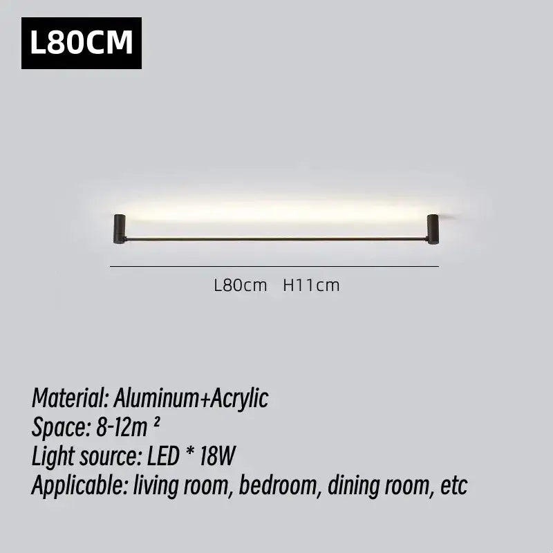 Modern black led strip wall lamp with sleek aluminum and acrylic design 80cm for minimalist living room decorbites led strip
