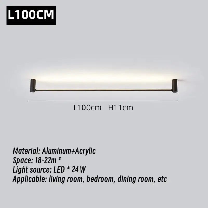Modern black wall lamp with sleek aluminum and acrylic design featuring warm white decorbites led strip illumination
