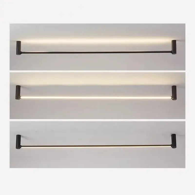Modern black led strip wall lamp with sleek metal design and warm decorbites led strip illumination for minimalist decor