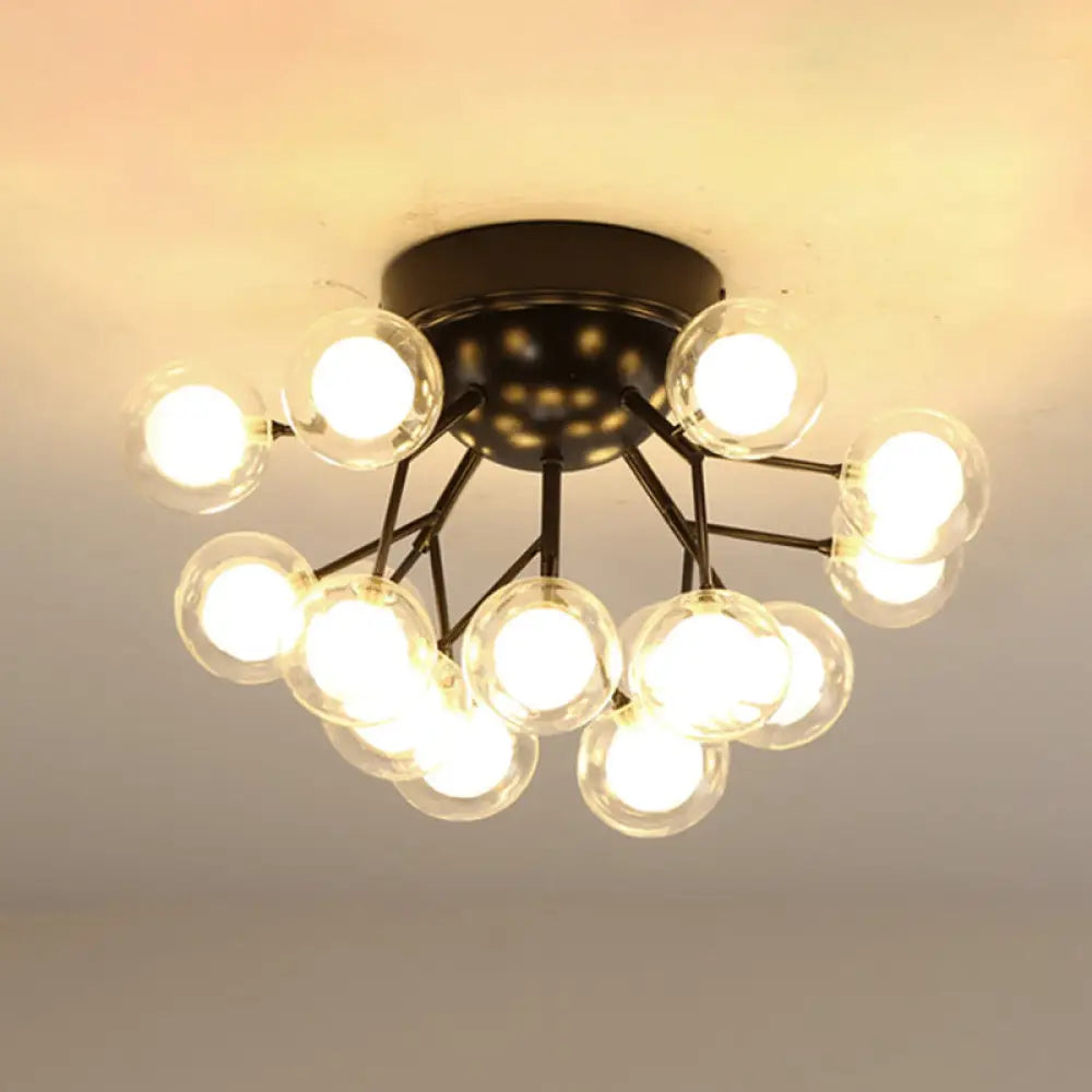 DecorBites™ DecorBites™ Modern Black LED Tree Branch Semi Flush Mount Chandelier for Living Room Ceiling