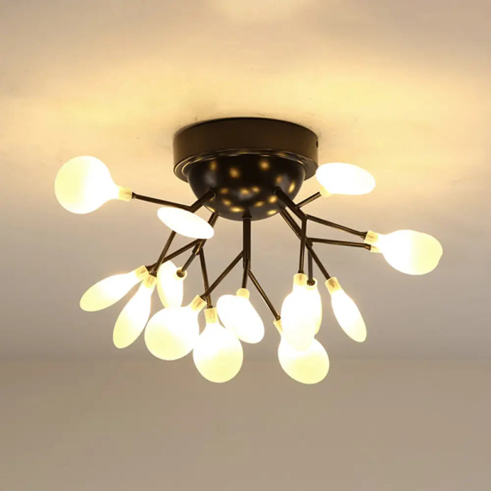 DecorBites™ DecorBites™ Modern Black LED Tree Branch Semi Flush Mount Chandelier for Living Room Ceiling