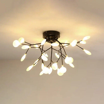 DecorBites™ DecorBites™ Modern Black LED Tree Branch Semi Flush Mount Chandelier for Living Room Ceiling