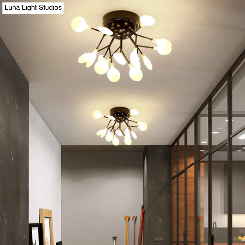 DecorBites™ DecorBites™ Modern Black LED Tree Branch Semi Flush Mount Chandelier for Living Room Ceiling