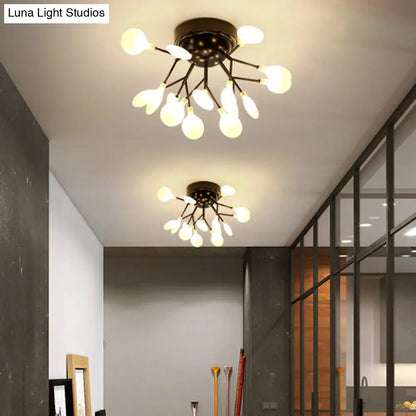 DecorBites™ DecorBites™ Modern Black LED Tree Branch Semi Flush Mount Chandelier for Living Room Ceiling