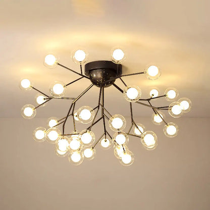 DecorBites™ DecorBites™ Modern Black LED Tree Branch Semi Flush Mount Chandelier for Living Room Ceiling