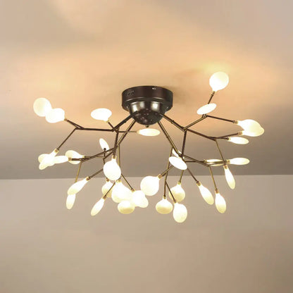 DecorBites™ DecorBites™ Modern Black LED Tree Branch Semi Flush Mount Chandelier for Living Room Ceiling