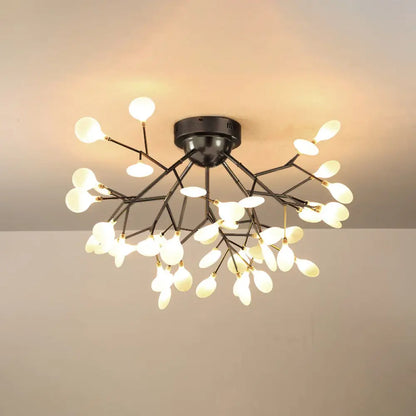 DecorBites™ DecorBites™ Modern Black LED Tree Branch Semi Flush Mount Chandelier for Living Room Ceiling