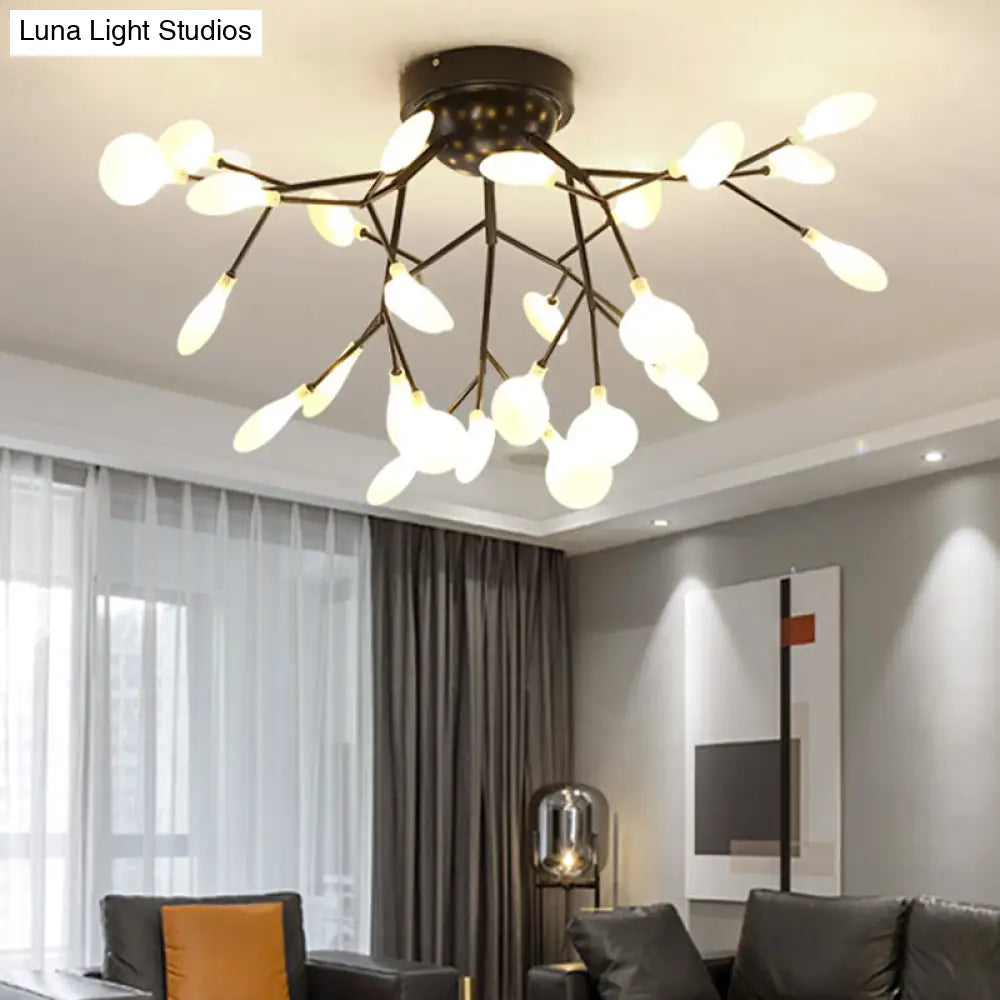 DecorBites™ DecorBites™ Modern Black LED Tree Branch Semi Flush Mount Chandelier for Living Room Ceiling