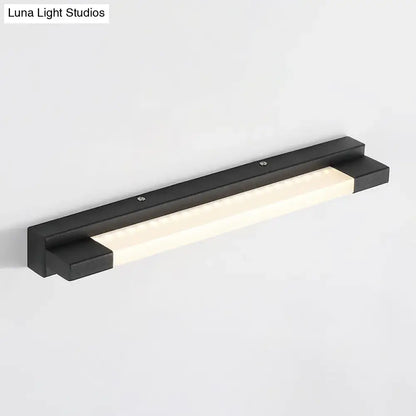 Modern black led vanity mirror light with warm white illuminated strip and sleek wall-mounted design maximum bulb wattage