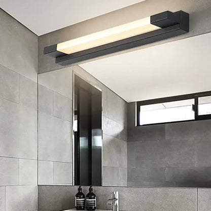 Modern black led vanity mirror light with warm white illumination and maximum bulb wattage for bathroom use