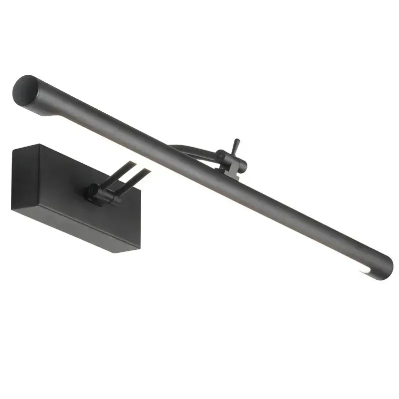 Modern black matte-finished led vanity wall lamp with sleek cylindrical design and adjustable arm for bathroom use