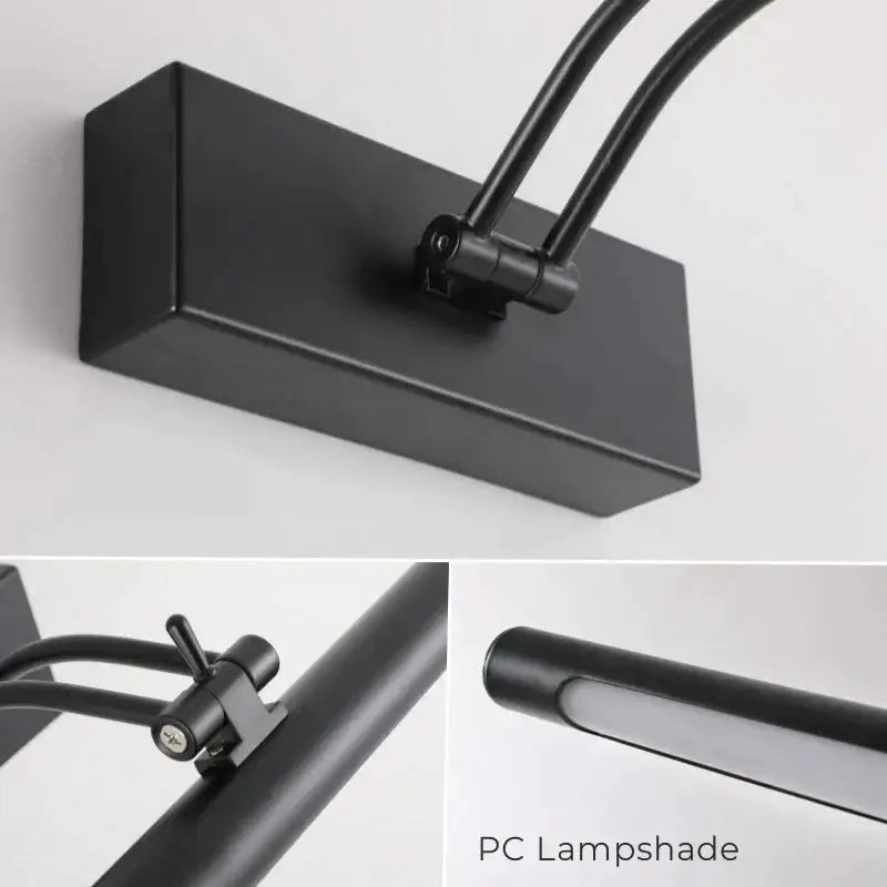 Modern black matte-finished wall lamp with adjustable arms and pc lampshade for vanity wall bathroom use