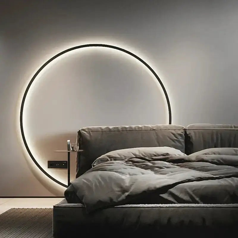 Modern black led wall circle light with sleek frame and soft glowing illumination for living room wall circle lights