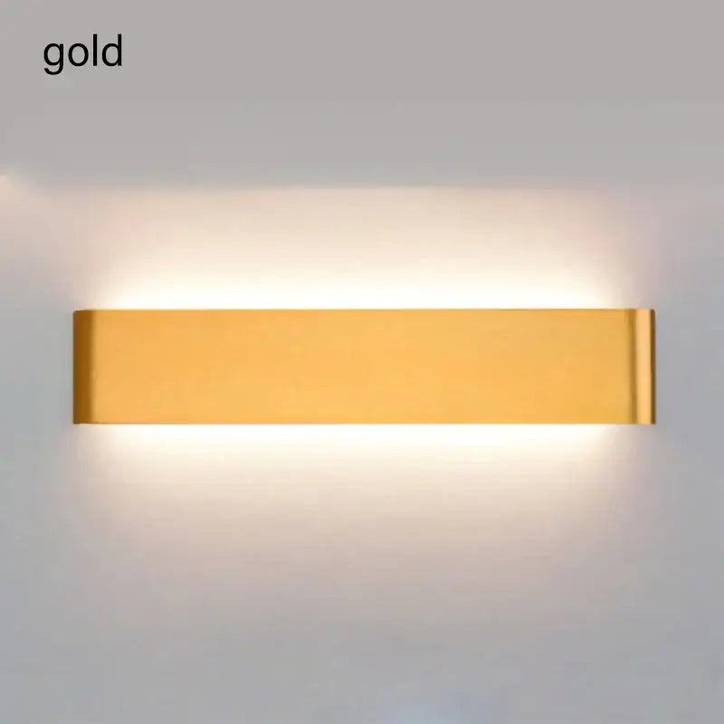 Modern black led wall lamp with gold rectangular sconce metallic finish and soft ambient lighting for bedroom decorbites led wall