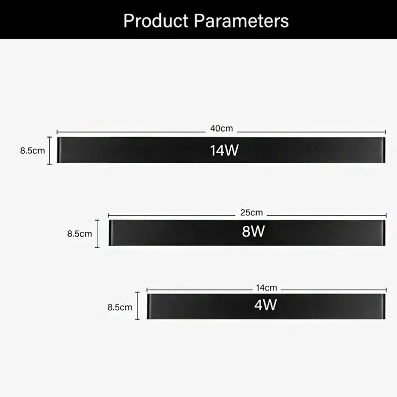 Modern black led wall lamp with touch sensor featuring black matte rubber bands in multiple widths by decorbites led wall decor