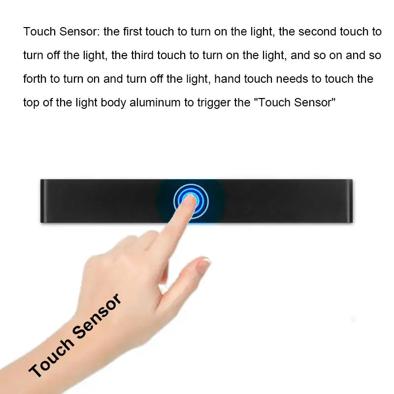 Modern black led wall lamp with a blue glowing circular touch sensor interface for bedroom decorbites led wall use