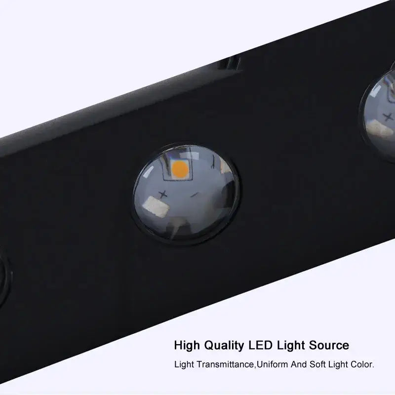 Modern black led wall lamp with circular clear lens covers over high-quality leds for bedroom lighting fixture