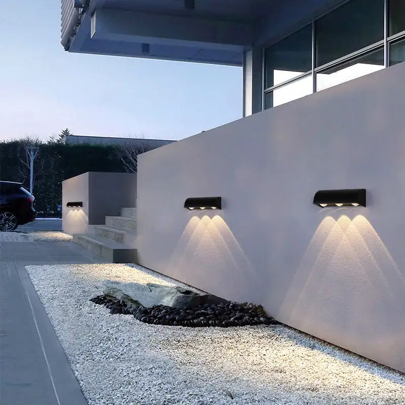 Modern black led wall lamp with three warm white led bulbs sleek waterproof lighting fixture for bedroom use