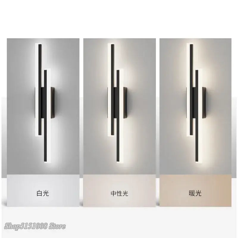 Modern black led wall lamp with dual light bars featuring three color temperature options for living room decorbites led wall use