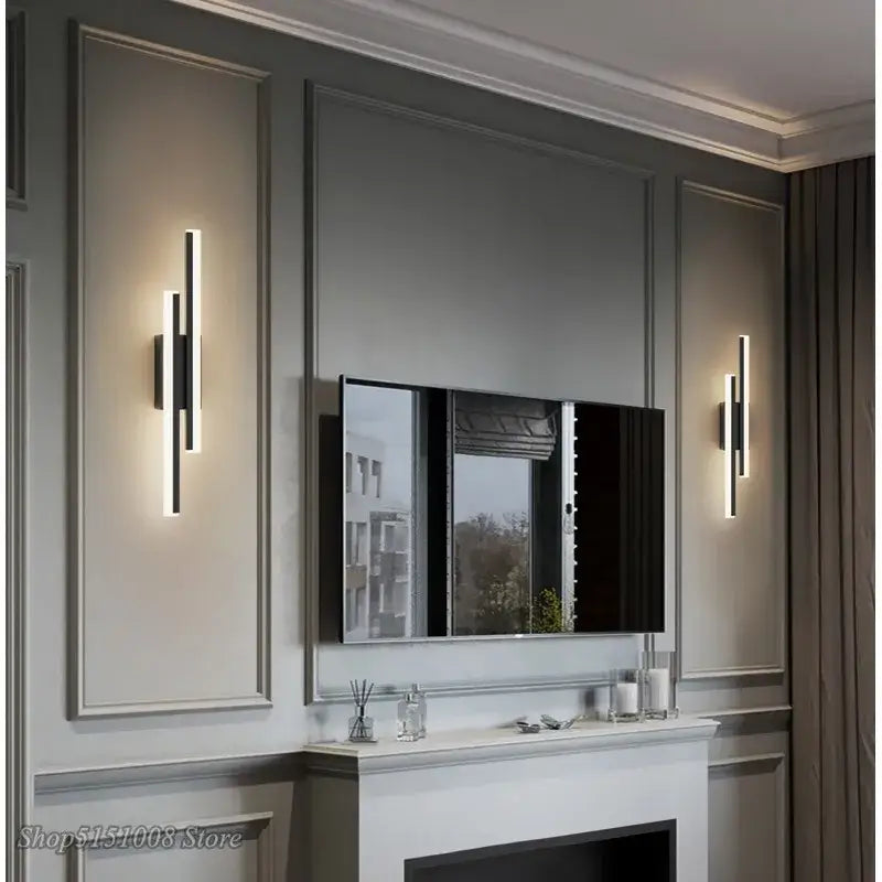 Modern black and white linear wall lamp with sleek minimalist design decorbites led wall lamp for living room use