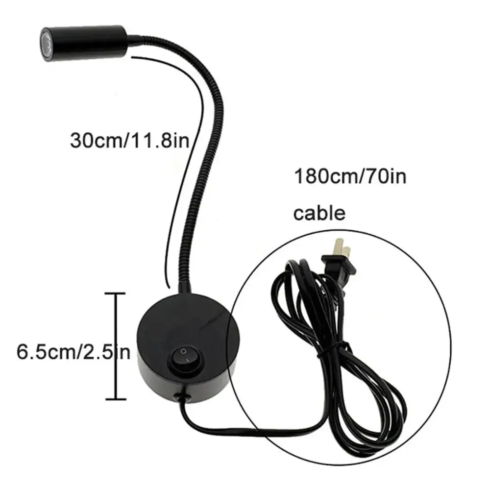 Modern black led wall lamp set 2pcs with flexible gooseneck and circular base for adjustable bedroom reading light