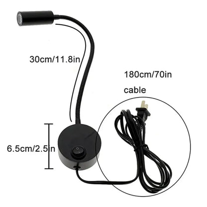 Modern black led wall lamp set 2pcs with flexible gooseneck and circular base for adjustable bedroom reading light