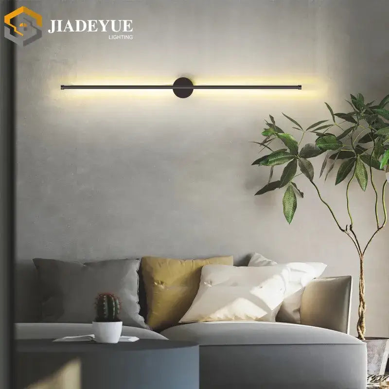 Modern black led wall lamp with sleek minimalist design and warm led illumination for living room sconces