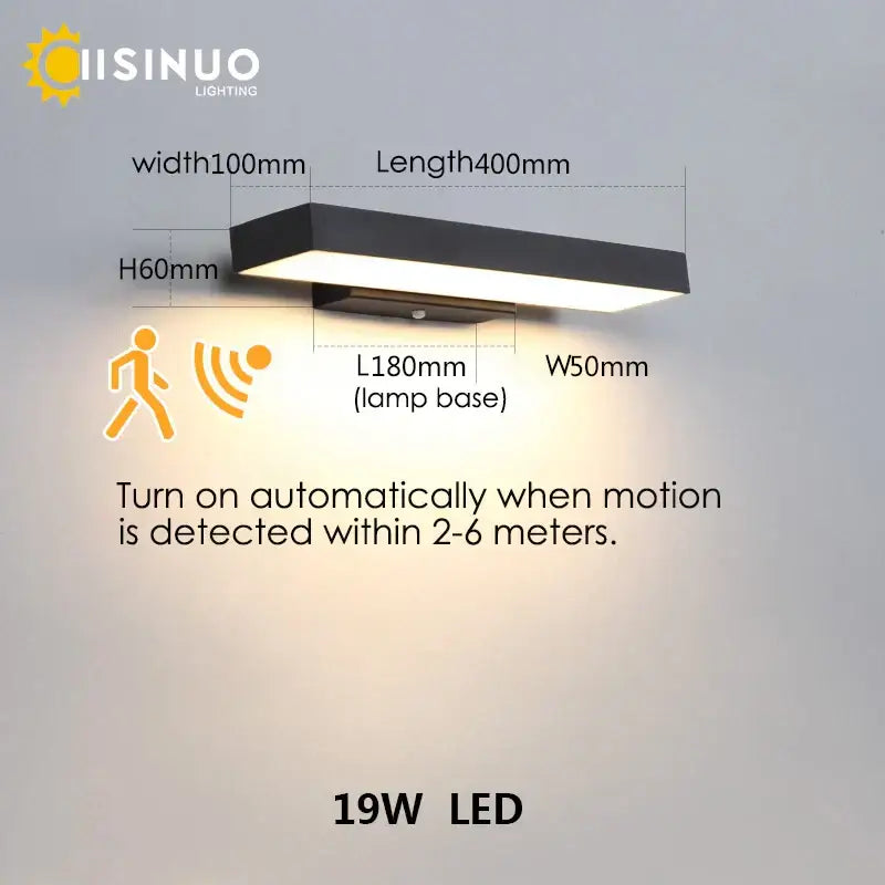 Modern black led wall-mounted outdoor sconce with dusk dawn motion sensor and rectangular design for security lighting