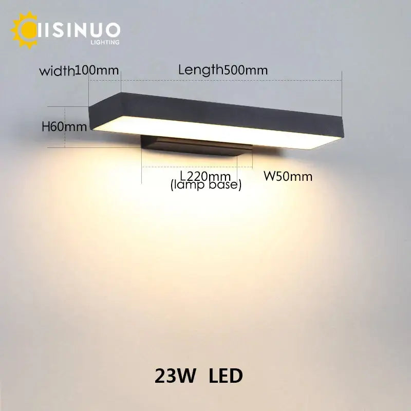 Modern black rectangular led wall light with dusk dawn motion sensor and warm white illumination for outdoor use