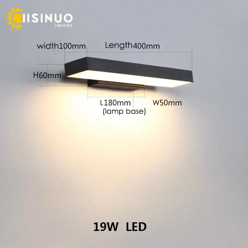 Modern black rectangular led wall light with dusk dawn motion sensor and warm white illumination for outdoor use